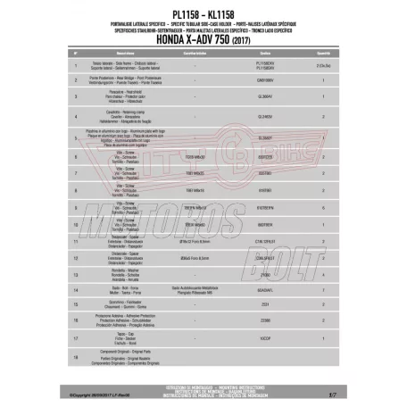 Oldaldoboz tartó cső Honda X-ADV 750 (2017-2020) GIVI