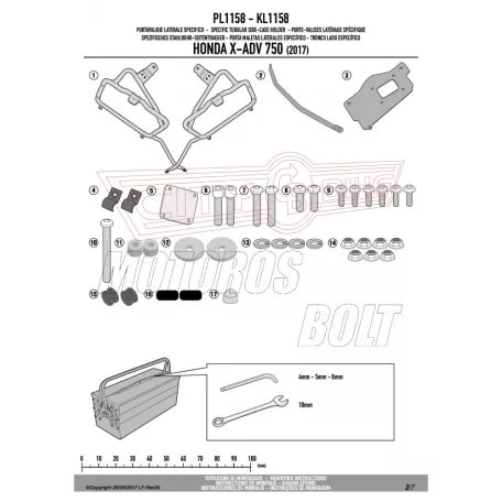 Oldaldoboz tartó cső Honda X-ADV 750 (2017-2020) GIVI