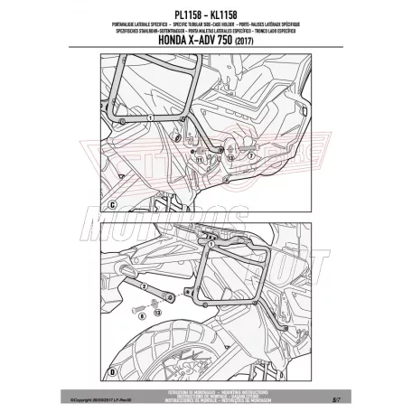 Oldaldoboz tartó cső Honda X-ADV 750 (2017-2020) GIVI