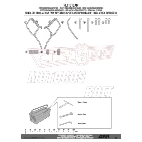 Oldaldoboz tartó cső Honda CRF 1000 L Africa Twin (2018) / Honda CRF 1000 L Africa Twin Adventure Sports (2018) GIVI Trekker Outback dobozhoz