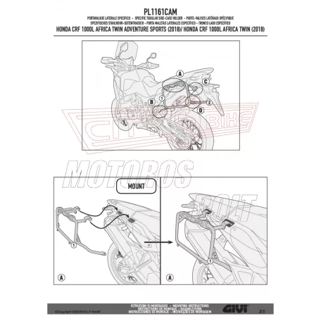 Oldaldoboz tartó cső Honda CRF 1000 L Africa Twin (2018) / Honda CRF 1000 L Africa Twin Adventure Sports (2018) GIVI Trekker Outback dobozhoz