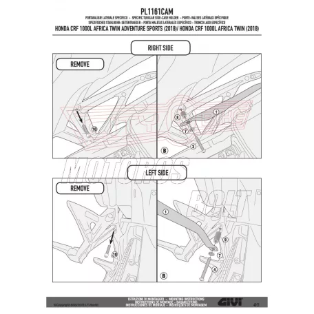 Oldaldoboz tartó cső Honda CRF 1000 L Africa Twin (2018) / Honda CRF 1000 L Africa Twin Adventure Sports (2018) GIVI Trekker Outback dobozhoz