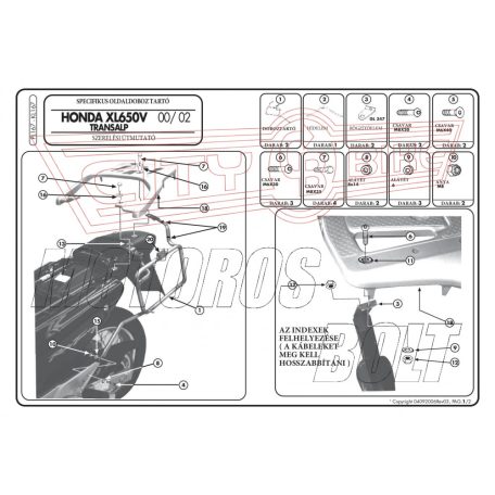 Oldaldoboz tartó cső Honda XL 650V Transalp (00-07) GIVI