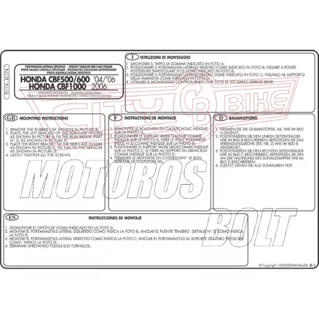 Oldaldoboz tartó cső Honda CBF 500 (04-12) / Honda CBF 600S/ CBF 600N (04-12) / Honda CBF 1000 / ABS (06-09) GIVI