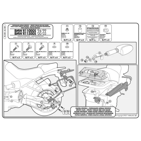 Oldaldoboz tartó cső BMW R 850 GS (94-01) / BMW R 1100 GS (94-99) / BMW R 1150 GS (00-03) GIVI