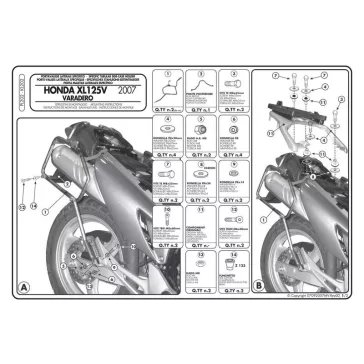 Oldaldoboz tartó cső Honda XL 125V Varadero (07-14) GIVI