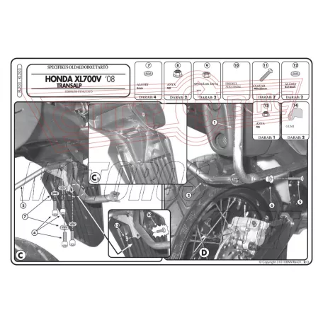 Oldaldoboz tartó cső Honda XL 700V Transalp (08-13) GIVI