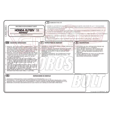 Oldaldoboz tartó cső Honda XL 700V Transalp (08-13) GIVI