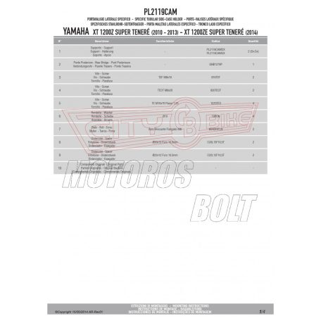 Oldaldoboz tartó cső Yamaha XT 1200 Z Super Teneré (2010-2018) / Yamaha XT 1200 ZE Super Teneré (2014-2018) GIVI Trekker Outback dobozhoz