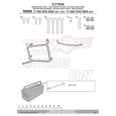 Oldaldoboz tartó cső Yamaha XT 1200 Z Super Teneré (2010-2018) / Yamaha XT 1200 ZE Super Teneré (2014-2018) GIVI Trekker Outback dobozhoz