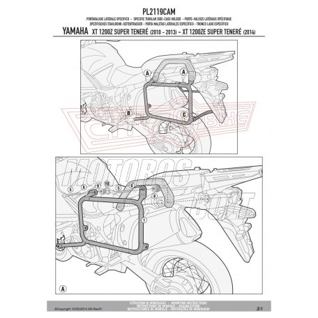 Oldaldoboz tartó cső Yamaha XT 1200 Z Super Teneré (2010-2018) / Yamaha XT 1200 ZE Super Teneré (2014-2018) GIVI Trekker Outback dobozhoz