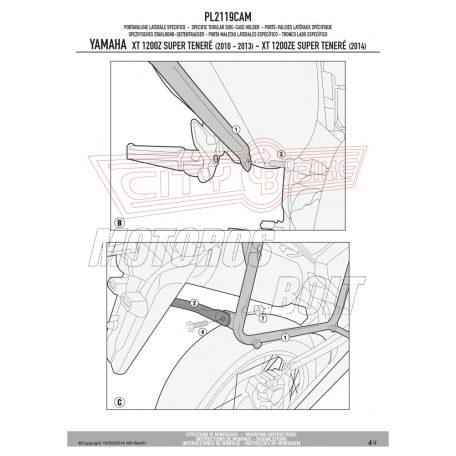 Oldaldoboz tartó cső Yamaha XT 1200 Z Super Teneré (2010-2018) / Yamaha XT 1200 ZE Super Teneré (2014-2018) GIVI Trekker Outback dobozhoz