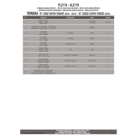 Oldaldoboz tartó cső YAMAHA XT 1200Z SUPER TENERÉ (10-18) / Yamaha XT 1200ZE Super Teneré (14-18) GIVI
