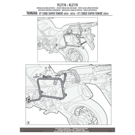 Oldaldoboz tartó cső YAMAHA XT 1200Z SUPER TENERÉ (10-18) / Yamaha XT 1200ZE Super Teneré (14-18) GIVI