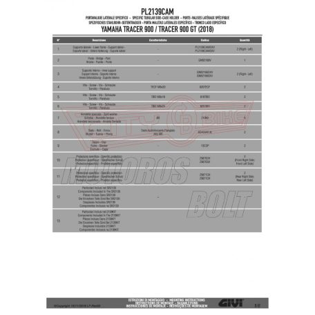 Oldaldoboz tartó cső Yamaha Tracer 900 / Tracer 900 GT (2018-2019) GIVI Trekker Outback dobozhoz