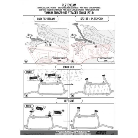 Oldaldoboz tartó cső Yamaha Tracer 900 / Tracer 900 GT (2018-2019) GIVI Trekker Outback dobozhoz