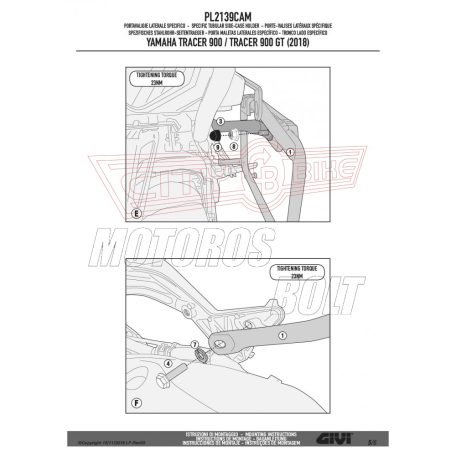 Oldaldoboz tartó cső Yamaha Tracer 900 / Tracer 900 GT (2018-2019) GIVI Trekker Outback dobozhoz