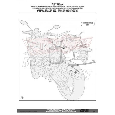 Oldaldoboz tartó cső Yamaha Tracer 900 / Tracer 900 GT (2018-2019) GIVI Trekker Outback dobozhoz