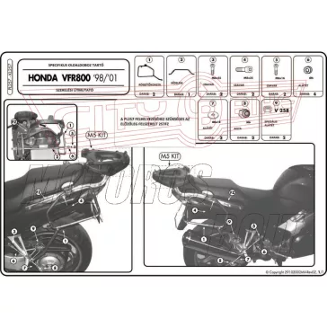 Oldaldoboz tartó cső Honda VFR 800 (98-01) GIVI