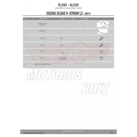 Oldaldoboz tartó cső Suzuki DL 650 V-Strom L2-L3-L4-L5-L6 (11-16) GIVI