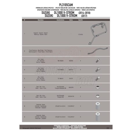Oldaldoboz tartó cső Suzuki DL 1000 V-Strom (2014-2016) / Suzuki DL 1000 V-Strom (2017-2018) GIVI Trekker Outback dobozhoz