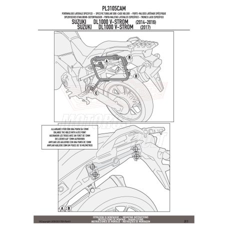 Oldaldoboz tartó cső Suzuki DL 1000 V-Strom (2014-2016) / Suzuki DL 1000 V-Strom (2017-2018) GIVI Trekker Outback dobozhoz