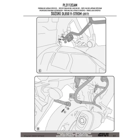 Oldaldoboz tartó cső Suzuki DL 650 V-Strom (2017-2024) GIVI Trekker Outback dobozhoz