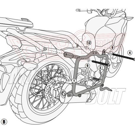 Oldaldoboz tartó cső Kawasaki Versys-X 300 (2017-2023 GIVI