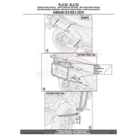 Oldaldoboz tartó cső GIVI KAWASAKI KLR 650 S (23-24)