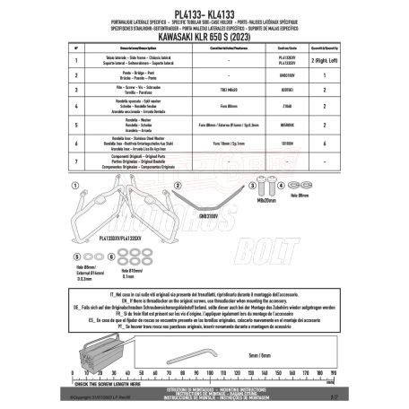 Oldaldoboz tartó cső GIVI KAWASAKI KLR 650 S (23-24)