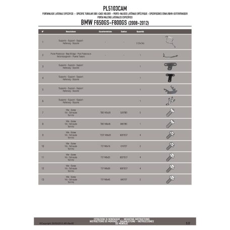 Oldaldoboz tartó cső BMW F 650 GS / F 800 GS (2008-2017) / BMW F 700 GS (2013-2017) GIVI Trekker Outback dobozhoz