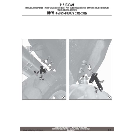 Oldaldoboz tartó cső BMW F 650 GS / F 800 GS (2008-2017) / BMW F 700 GS (2013-2017) GIVI Trekker Outback dobozhoz