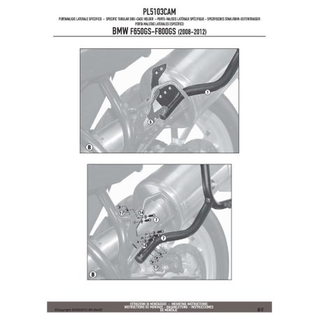 Oldaldoboz tartó cső BMW F 650 GS / F 800 GS (2008-2017) / BMW F 700 GS (2013-2017) GIVI Trekker Outback dobozhoz