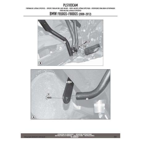 Oldaldoboz tartó cső BMW F 650 GS / F 800 GS (2008-2017) / BMW F 700 GS (2013-2017) GIVI Trekker Outback dobozhoz
