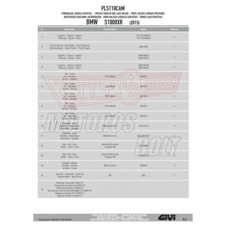 Oldaldoboz tartó cső BMW S 1000 XR (2015-2018) GIVI Trekker Outback dobozhoz