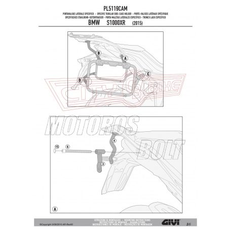 Oldaldoboz tartó cső BMW S 1000 XR (2015-2018) GIVI Trekker Outback dobozhoz