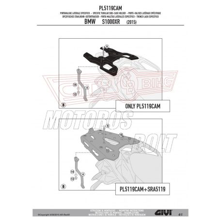 Oldaldoboz tartó cső BMW S 1000 XR (2015-2018) GIVI Trekker Outback dobozhoz