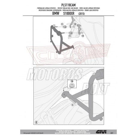 Oldaldoboz tartó cső BMW S 1000 XR (2015-2018) GIVI Trekker Outback dobozhoz