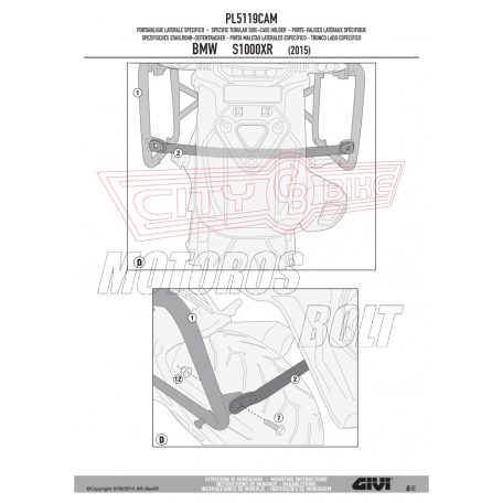 Oldaldoboz tartó cső BMW S 1000 XR (2015-2018) GIVI Trekker Outback dobozhoz
