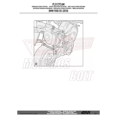 Oldaldoboz tartó cső BMW F 750 GS (2018-2019) (2020-2023) / BMW F 850 GS (2018-2019) (2020-2023)BMW F850 GS ADVENTURE (2019-2023) GIVI Trekker Outback dobozhoz