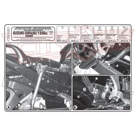 Oldaldoboz tartó cső Suzuki GSF 650 Bandit / GSF 650 Bandit S K7-K8 (07-11) / Suzuki GSX 650F (08-14) / GSX 1250F (10-16) / Suzuki GSF 1250 Bandit / Bandit S (07-11) GIVI