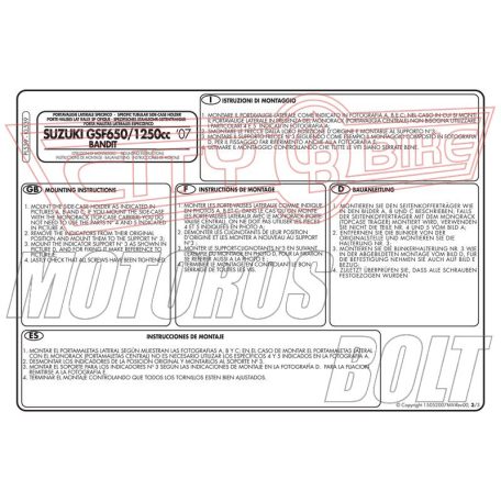 Oldaldoboz tartó cső Suzuki GSF 650 Bandit / GSF 650 Bandit S K7-K8 (07-11) / Suzuki GSX 650F (08-14) / GSX 1250F (10-16) / Suzuki GSF 1250 Bandit / Bandit S (07-11) GIVI
