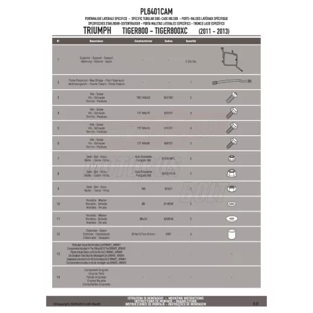 Oldaldoboz tartó cső TRIUMPH TIGER 800 / TIGER 800 XC / TIGER XR (2011-2017) GIVI Trekker Outback dobozhoz