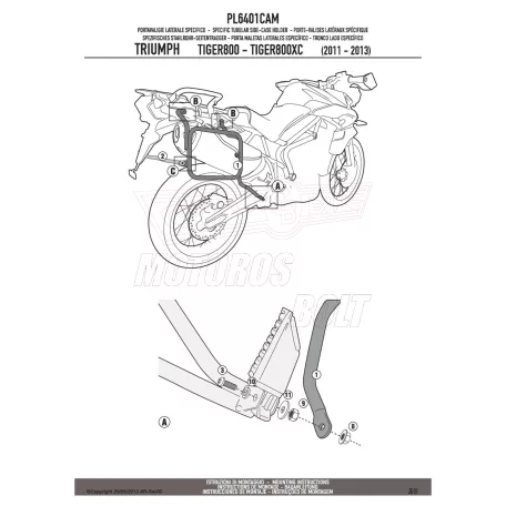 Oldaldoboz tartó cső TRIUMPH TIGER 800 / TIGER 800 XC / TIGER XR (2011-2017) GIVI Trekker Outback dobozhoz