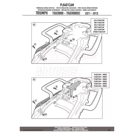 Oldaldoboz tartó cső TRIUMPH TIGER 800 / TIGER 800 XC / TIGER XR (2011-2017) GIVI Trekker Outback dobozhoz