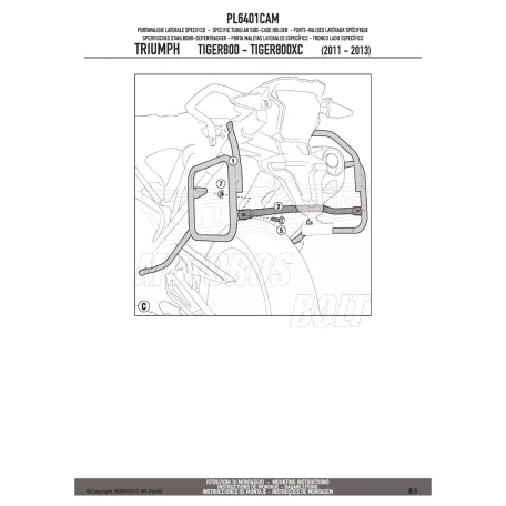 Oldaldoboz tartó cső TRIUMPH TIGER 800 / TIGER 800 XC / TIGER XR (2011-2017) GIVI Trekker Outback dobozhoz