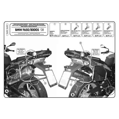Oldaldoboz tartó cső BMW F 650 GS / F 800 GS (08-11) GIVI