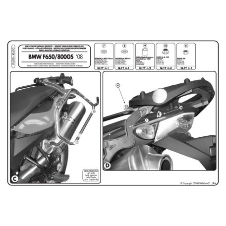 Oldaldoboz tartó cső BMW F 650 GS / F 800 GS (08-11) GIVI