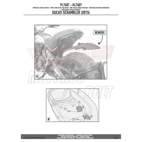 Oldaldoboz tartó cső Ducati Scrambler 400 (2016-2021) / Ducati Scrambler Icon 800 (2015-2022) GIVI