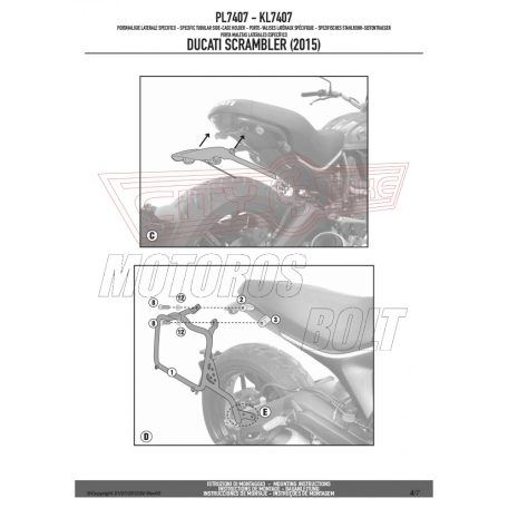 Oldaldoboz tartó cső Ducati Scrambler 400 (2016-2021) / Ducati Scrambler Icon 800 (2015-2022) GIVI